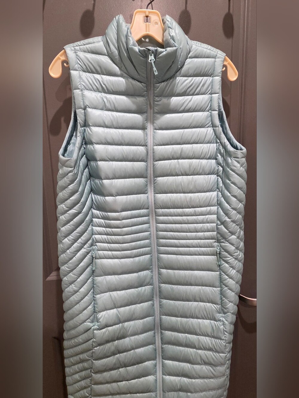 Duluth Trading Pertex Mint Green Down Quilted Long Sleeveless Puffer Vest Medium